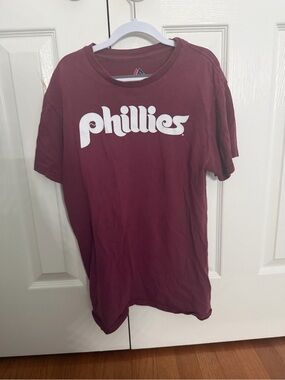 Majestic Maroon Phillies Logo T-shirt